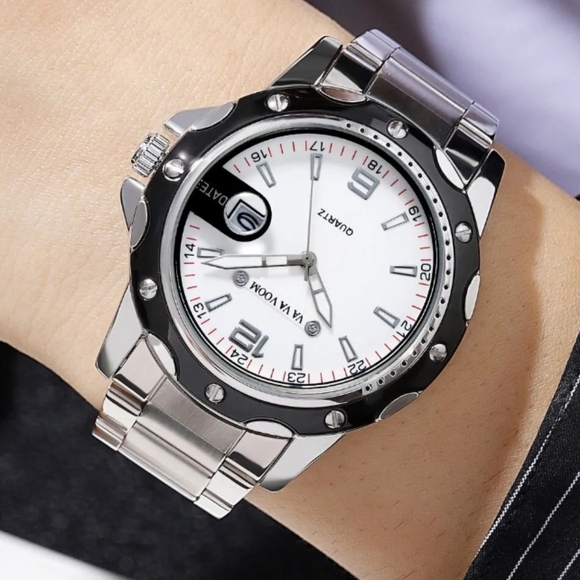 Mens Classic Business Stainless Steel Watch Quartz movement Luminous Waterproof - Picture 2 of 10